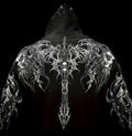 Black Gothic Skull Blade Graphic Hoodie
