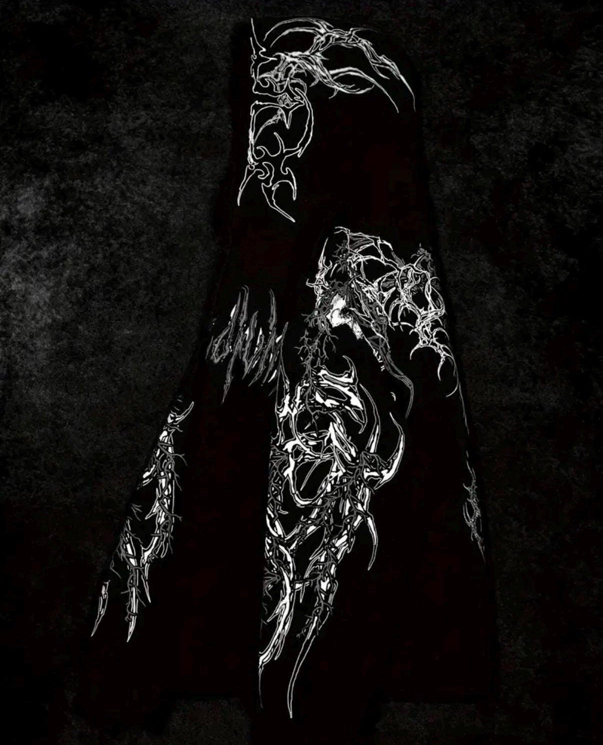 Black Gothic Skull Blade Graphic Hoodie