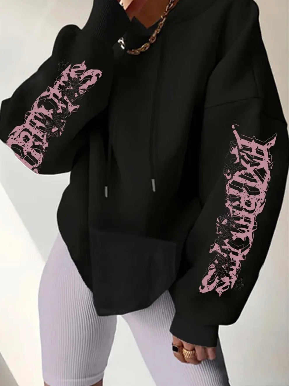 Black JDM Car Hoodie | Pink Back Print Oversized Streetwear