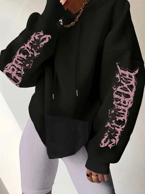 Black JDM Car Hoodie | Pink Back Print Oversized Streetwear