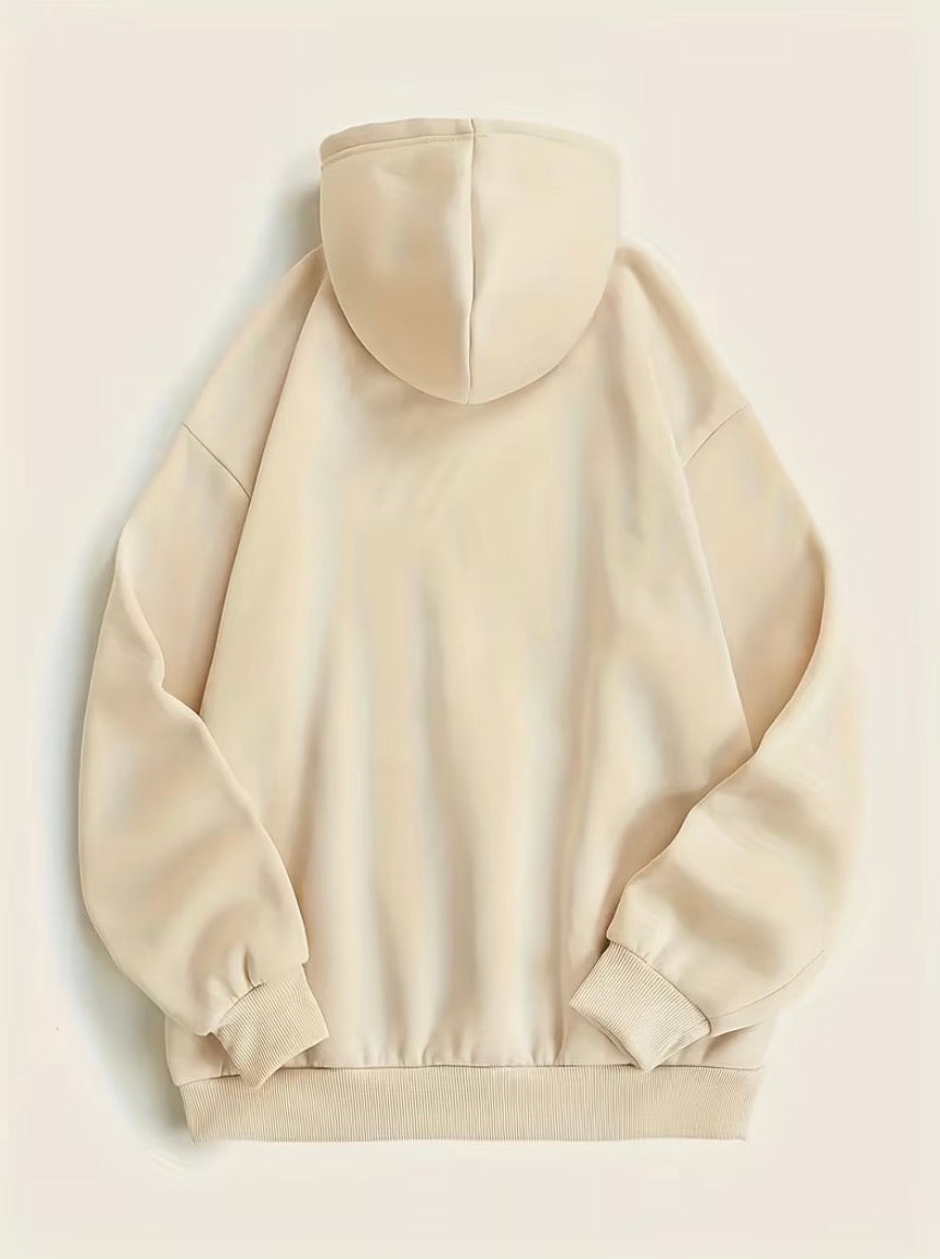 Milano Italy Hoodie Women Oversized Beige Graphic Sweatshirt Casual Hooded Jumper Streetwear