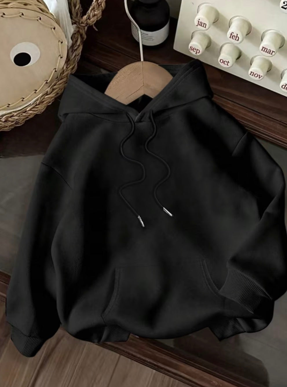 Japanese Cherry Blossom Hoodie Women Oversized Black Graphic Sweatshirt Sakura Print Streetwear Pullover
